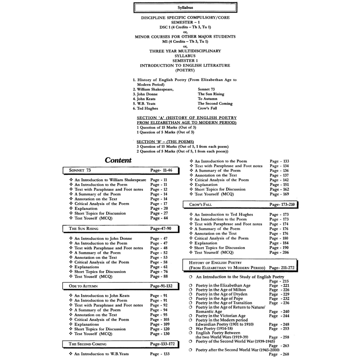 NEP Introduction to English Literature (Poetry) DSE-1/M1, VOL-1,2 Semester-1, CU By Biplab Banerjee