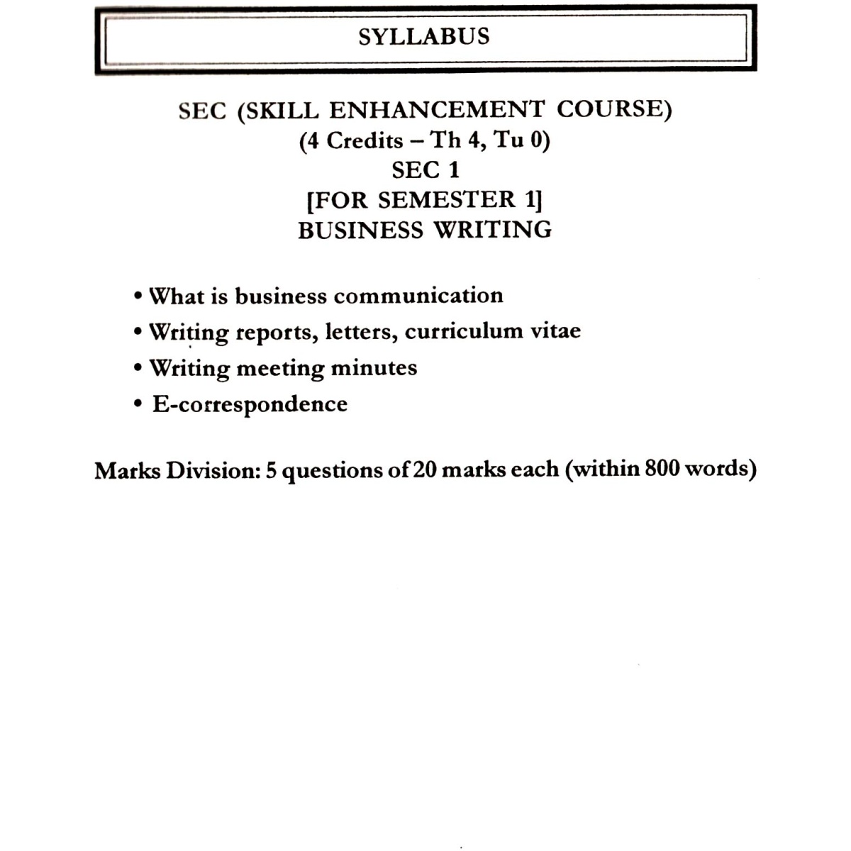 NEP ABC of Business Writing (Skill Enhancement Course) | SEC | Semester 1 | Calcutta University