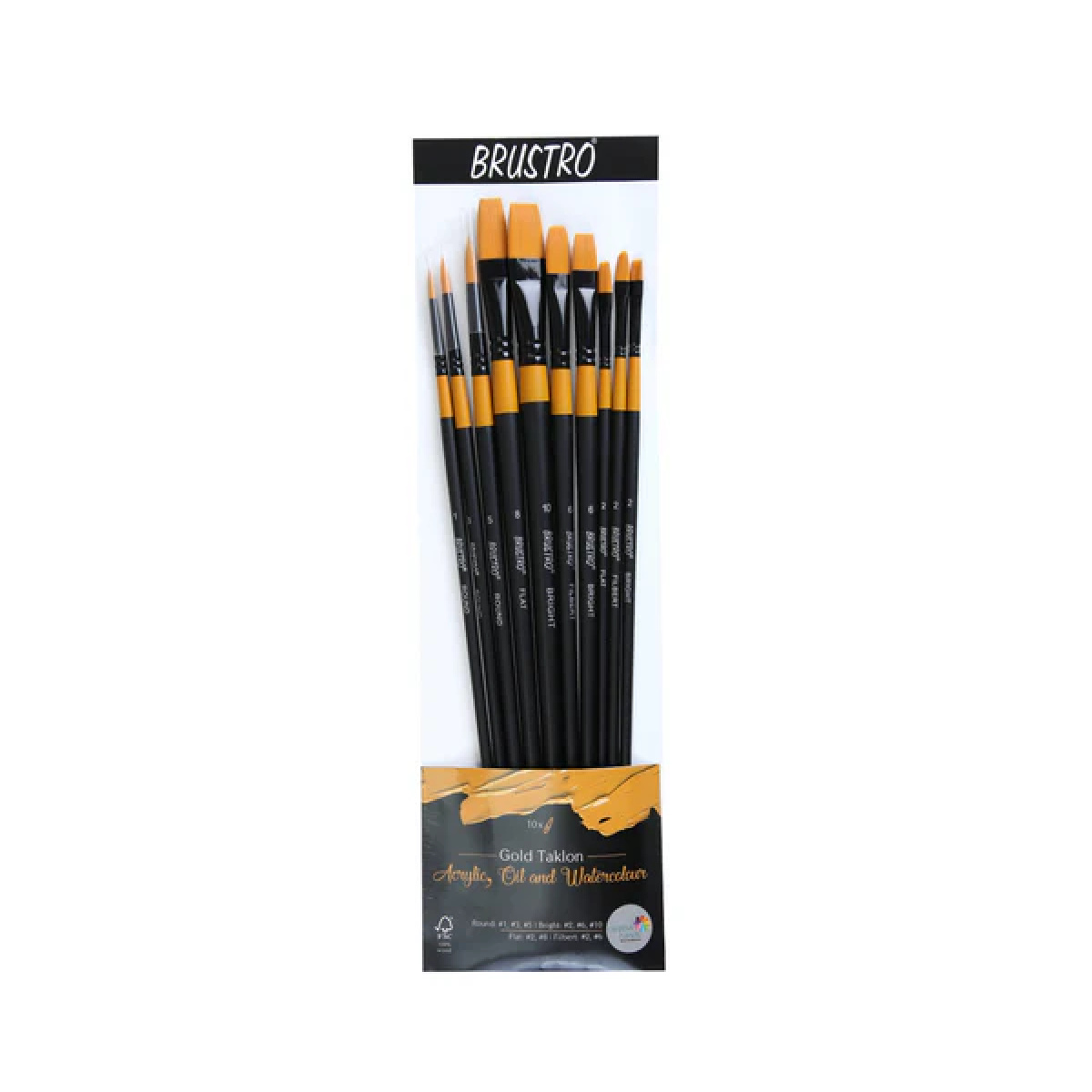 BRUSTRO Artists Gold Taklon Brushes Set of 10