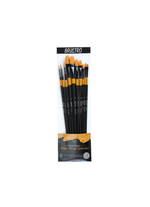 BRUSTRO Artists Gold Taklon Brushes Set of 10