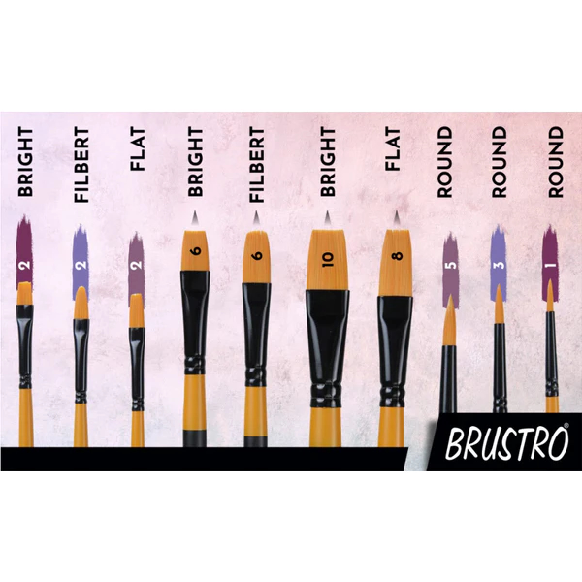 BRUSTRO Artists Gold Taklon Brushes Set of 10