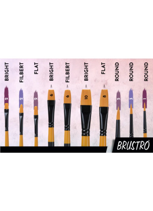 BRUSTRO Artists Gold Taklon Brushes Set of 10